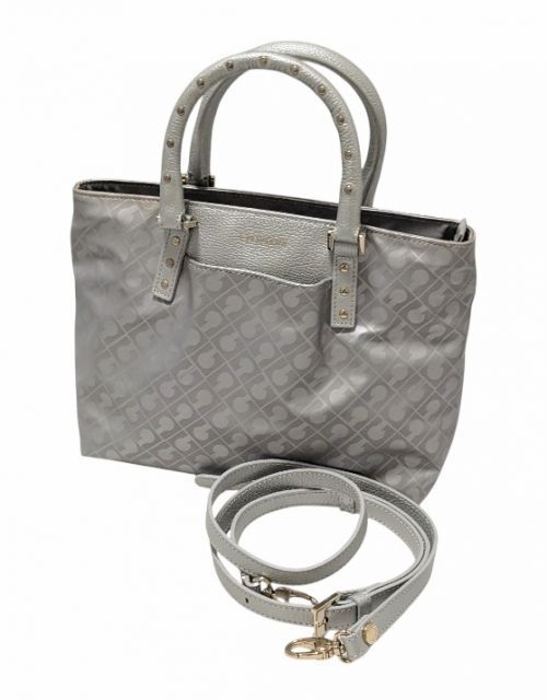 ゲラルディーニ ２WAY　ハンドバッグ　ショルダーバッグ ミニトートバッグ シルバー スタッズ　総柄 ソフティ ナイロン レディース GHERA ゲラルディーニ 2WAY ハンドバッグ ショルダーバッグ ミニトート