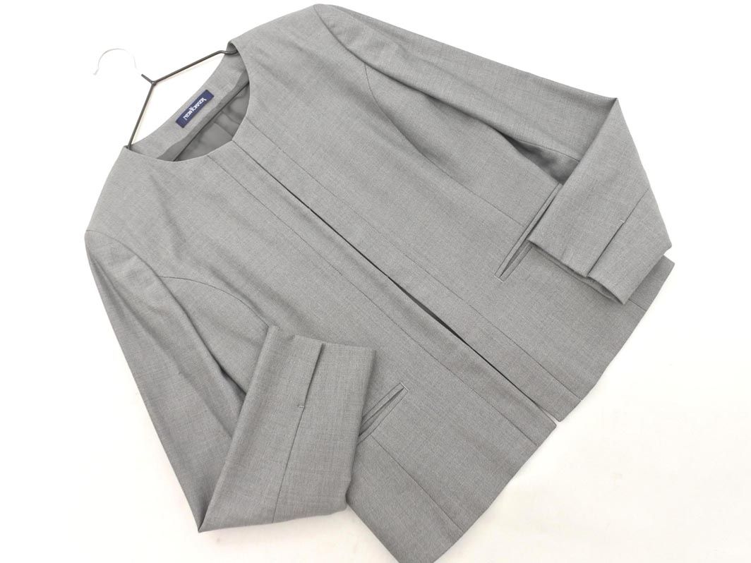 NEWYORKER ニューヨーカー シルク混 ノーカラー ジャケット size9AR