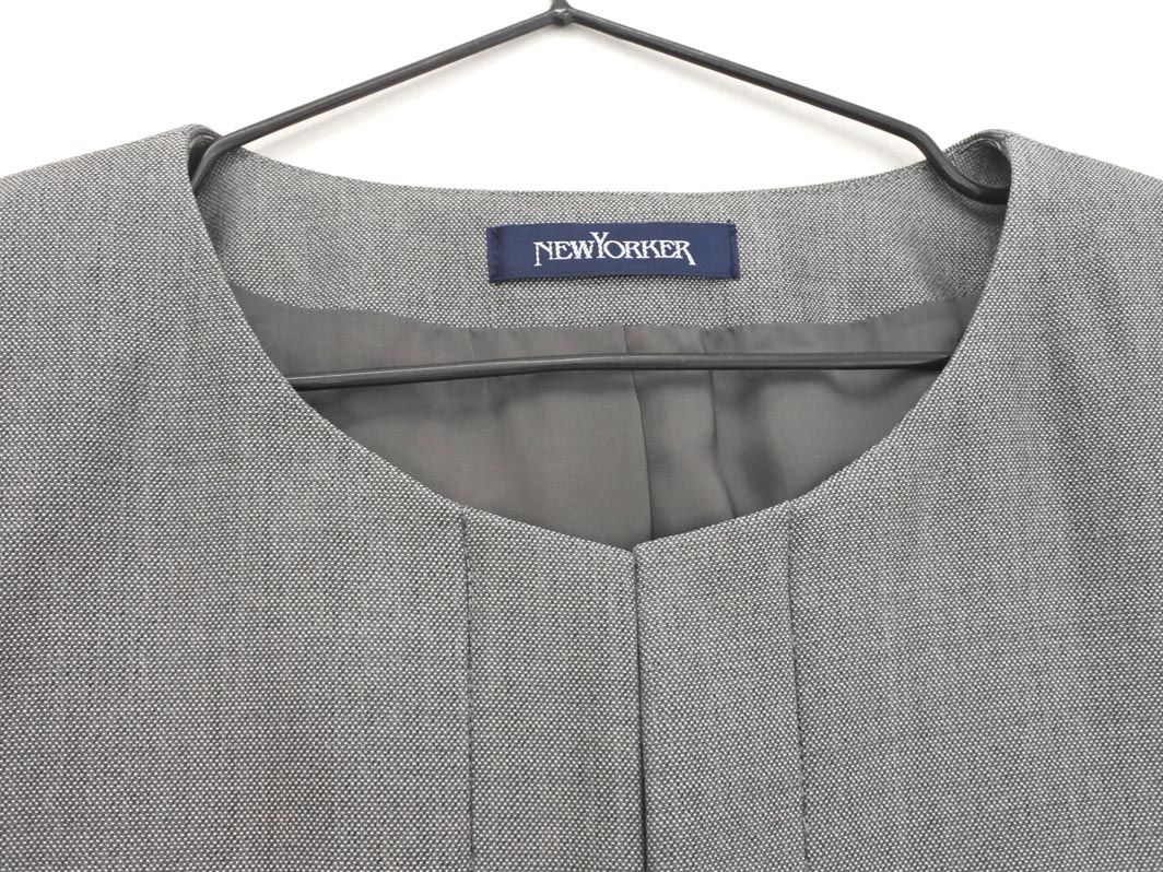 NEWYORKER ニューヨーカー シルク混 ノーカラー ジャケット size9AR