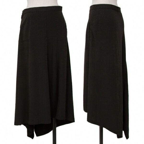 ワイズY's ドレープアシンメトリースカート 黒1