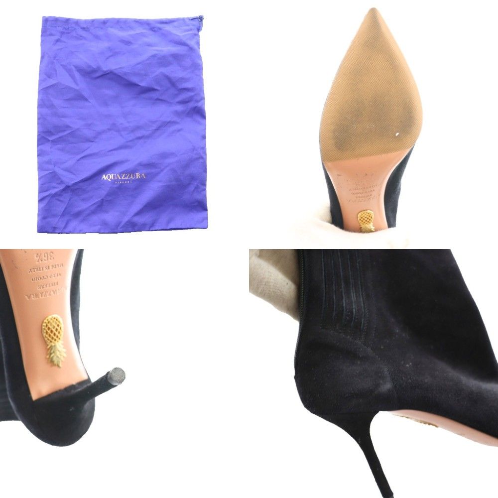 アクアズーラ AQUAZZURA ショートブーツ ピンヒール スエード 36.5 黒