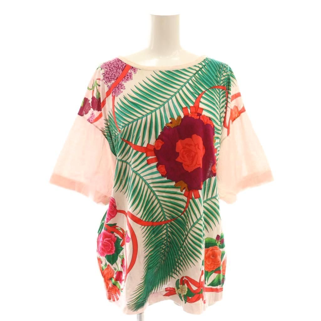 【中古】エルメス HERMES ヴィンテージ Tシャツ 総柄 花柄 M ピンク マルチカラー /AQ ■OS ■GY53 レディース エルメス HERMES ヴィンテージ Tシャツ 総柄 花柄 M ピンク マルチ