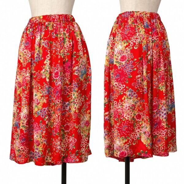 コムコム コムデギャルソンCOMME des GARCONS ポリフラワープリントスカート 赤S