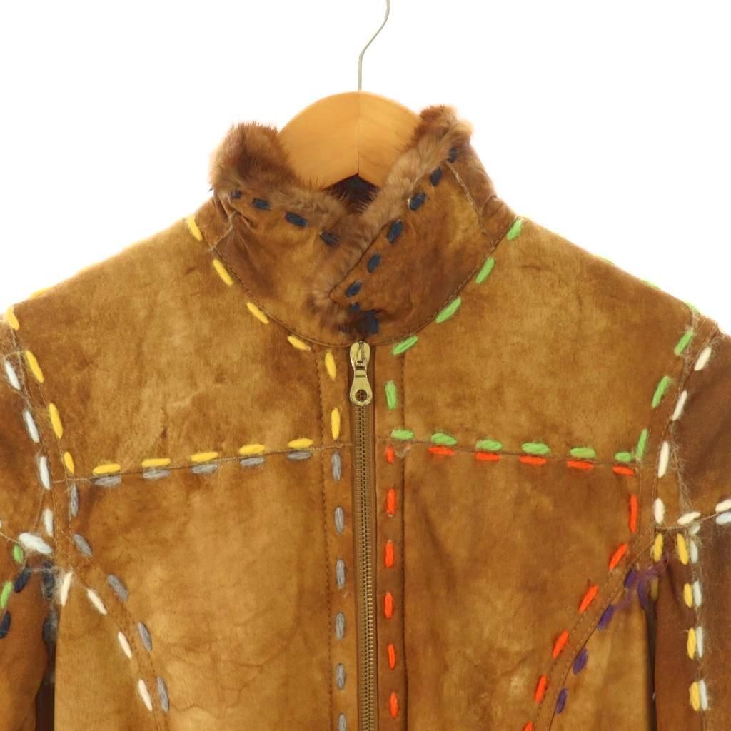 フローラスミス FLORA SMITH レザーコート ステッチ 40 ブラウン  