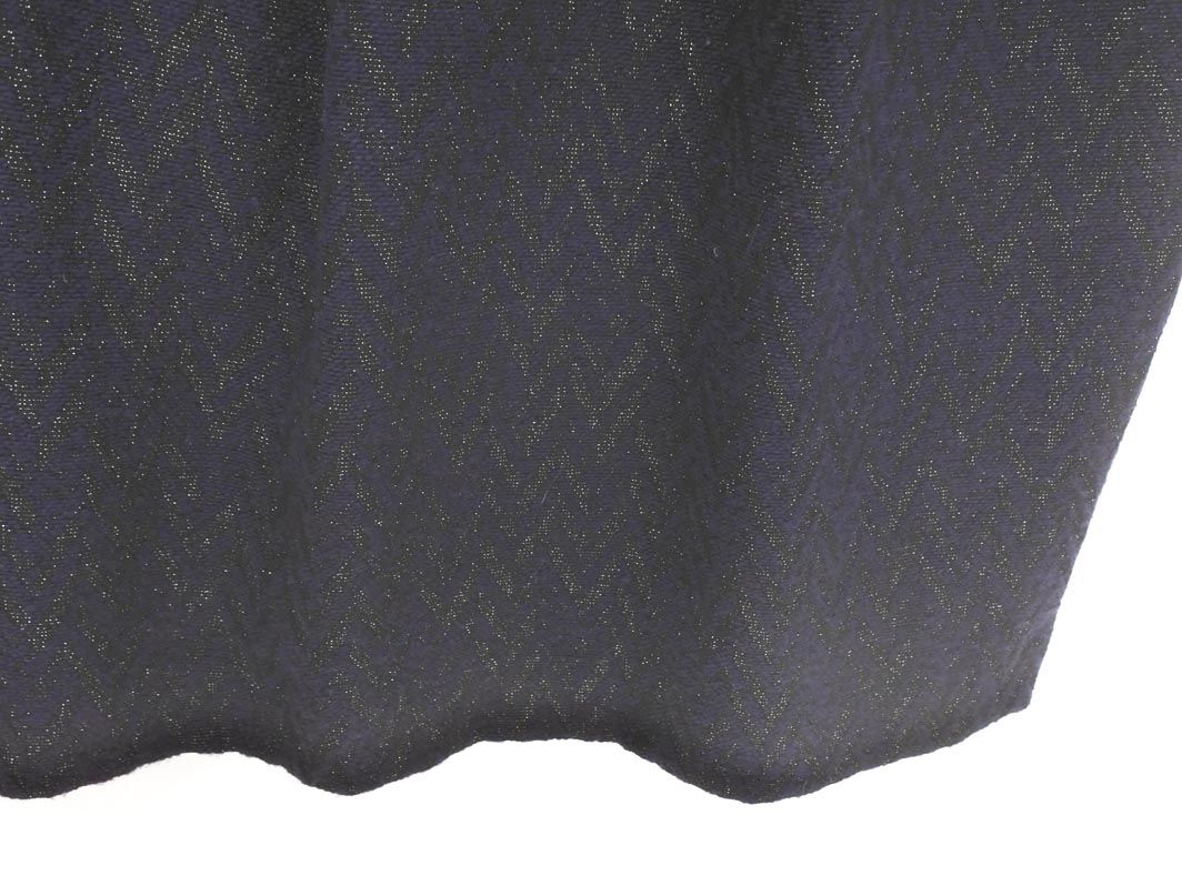 BLUE LABEL ブルーレーベル クレストブリッジ ウール混 総柄 ウエストリボン ワンピース size 38 濃紺 レディース