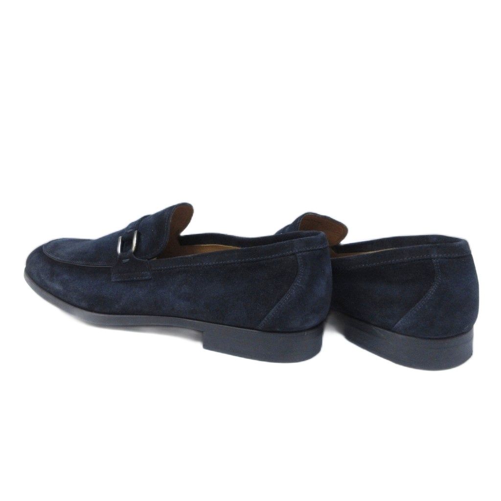 マグナーニ FLEX ローファー スエード レザー ストラップ 革靴 スリッポン 42 約27 cm 紺 ネイビー IBO 83 1206