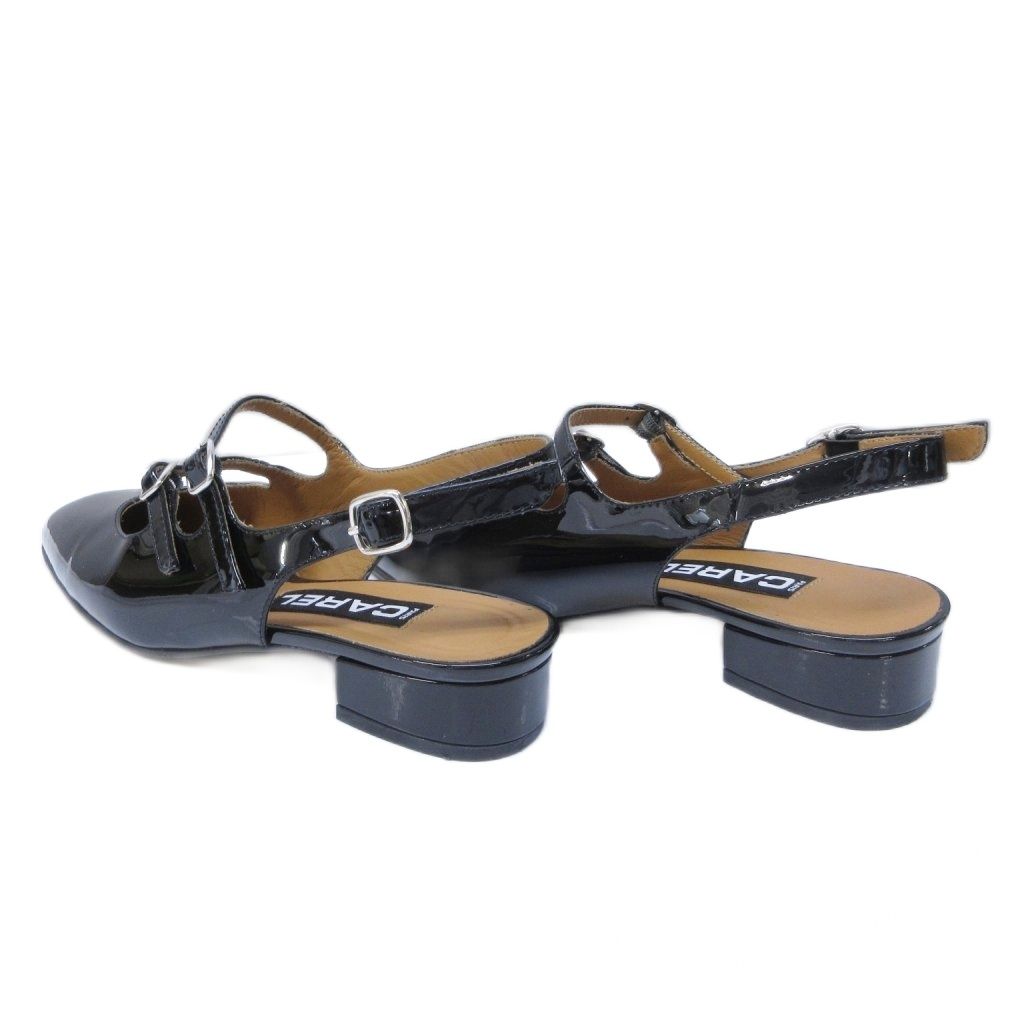 カレル CAREL パンプス エナメル レザー バックストラップ オープンヒール 34 約21 cm 黒 ブラック サンダル IBO 85 1206