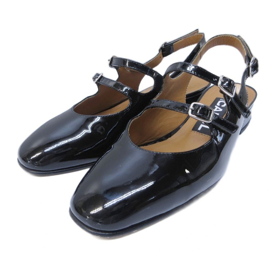 【中古】カレル CAREL パンプス エナメル レザー バックストラップ オープンヒール 34 約21cm 黒 ブラック IBO85 カレル CAREL パンプス エナメル レザー バックストラップ オープン