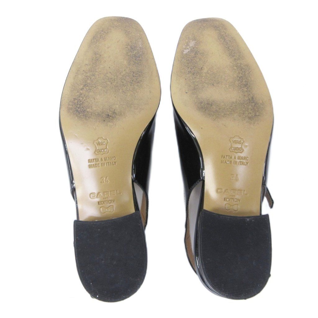 カレル CAREL パンプス エナメル レザー バックストラップ オープン