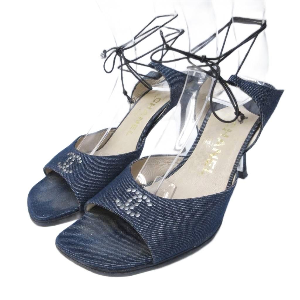 ✨CHANEL デニムレースアップオープントゥサンダル ✨CHANEL デニムレースアップオープントゥサンダル 専用 シャネル