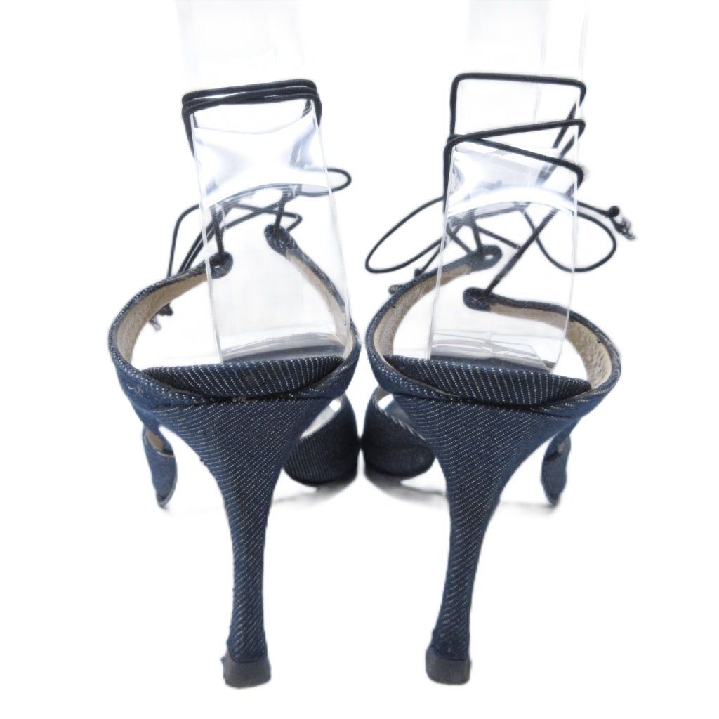 シャネル CHANEL ココマーク サンダル スタッズ デニム レースアップ