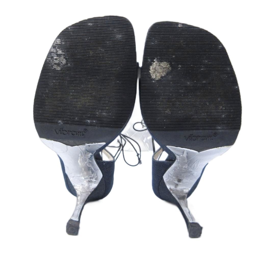 シャネル CHANEL ココマーク サンダル スタッズ デニム レースアップ