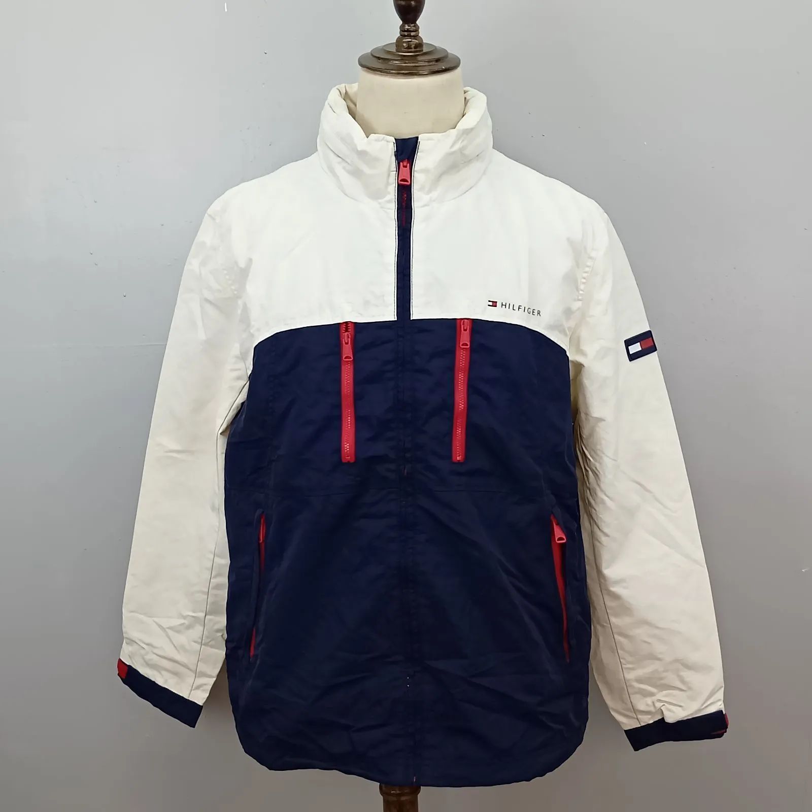 TOMMY HILFIGER Lサイズ ナイロンジャケット フルジップ トリコロール 