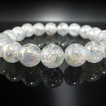 クラック水晶レインボーオーラブレスレット【高級10mm珠】※LL