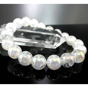 クラック水晶レインボーオーラブレスレット【高級10mm珠】※LL