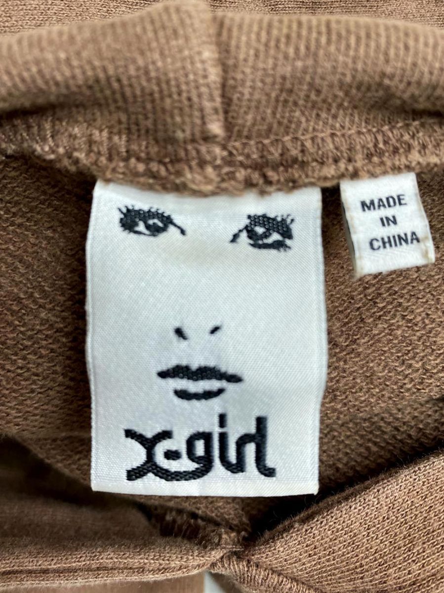 X-girl×HYSTERIC GLAMOUR エックスガール×ヒステリックグラマー コラボ パッチ フーディー パーカー sizeL/ブラウン ◆■◎レディース