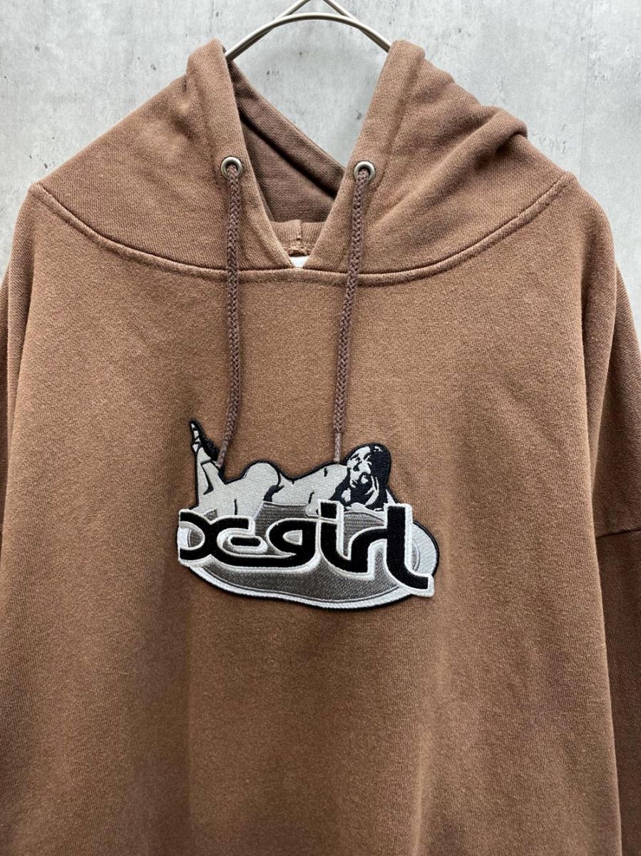 X-girl×HYSTERIC GLAMOUR エックスガール×ヒステリックグラマー コラボ パッチ フーディー パーカー sizeL/ブラウン ◆■◎レディース