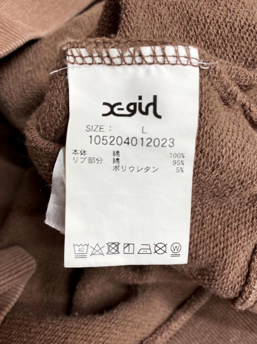 X-girl×HYSTERIC GLAMOUR エックスガール×ヒステリックグラマー コラボ パッチ フーディー パーカー sizeL/ブラウン ◆■◎レディース