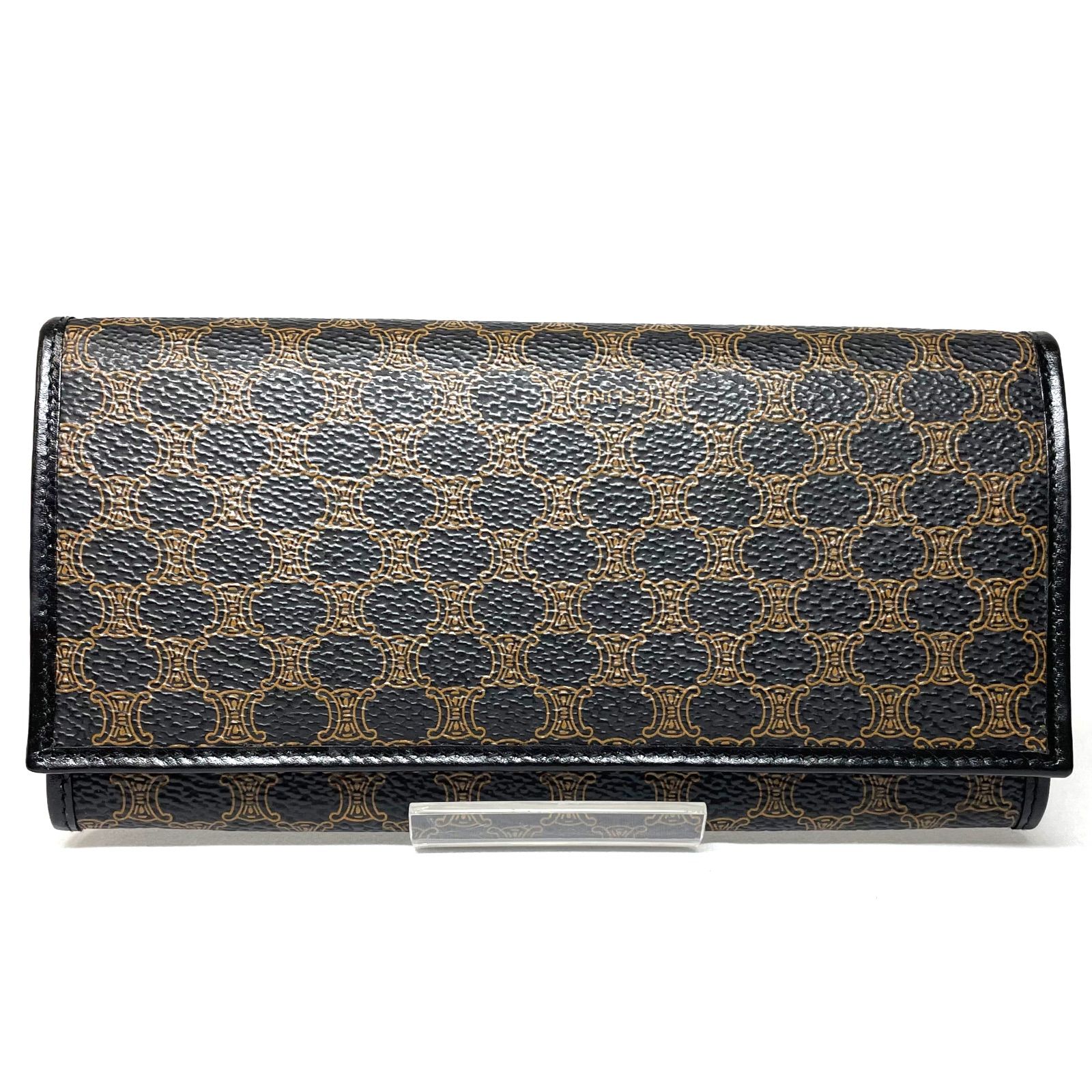 CELINE セリーヌ レザー ブラック マカダム 二つ折 長財布 ブラウン 55518