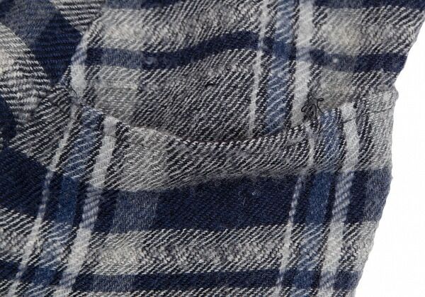 ワイズY's ウールリネンチェックアシンメトリーワイドサルエルパンツ