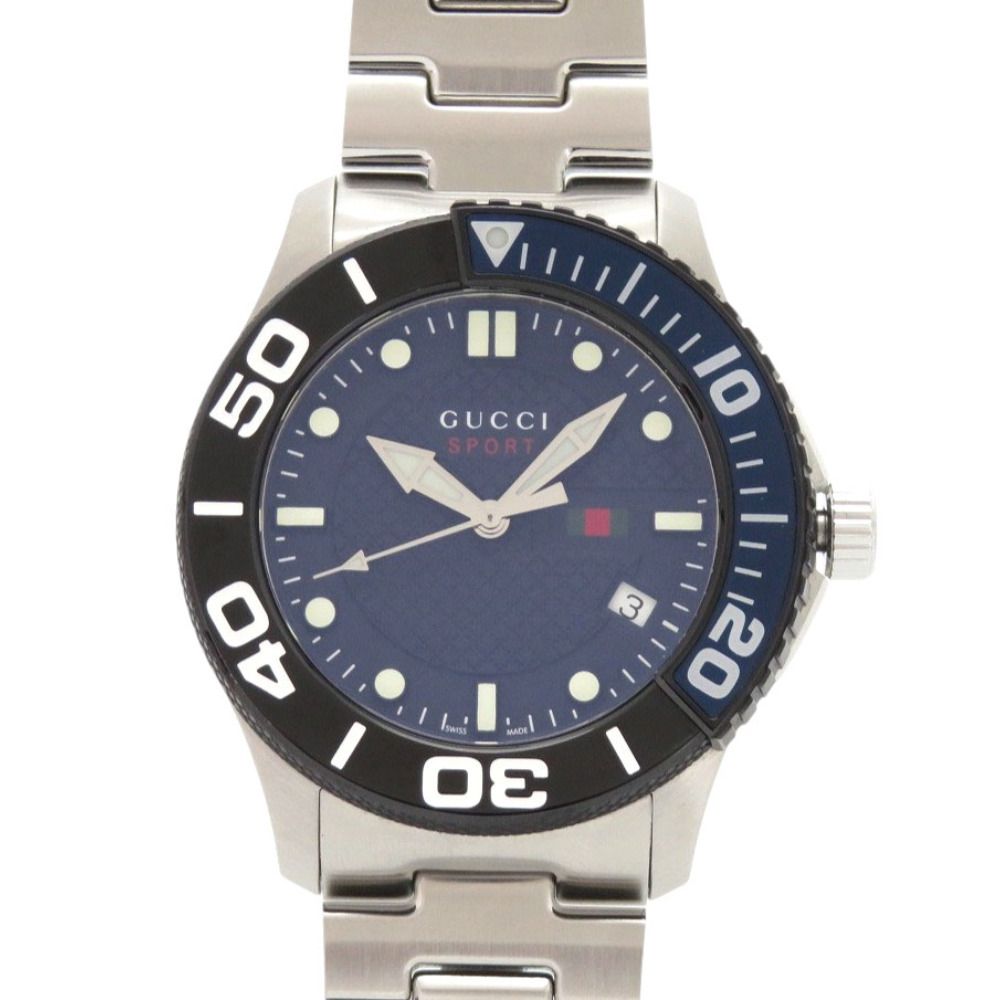 グッチ Gタイムレス スポーツ 126 2 クオーツ 腕時計 SS ネイビー 0216 GUCCI