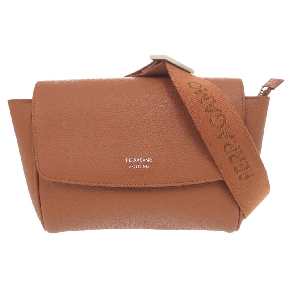 サルヴァトーレフェラガモ レザー ブラウン ボディバッグ ウエストバッグ 茶 1288 Salvatore Ferragamo