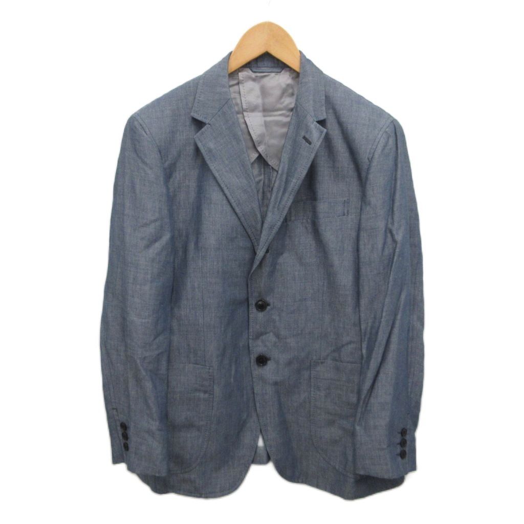 五大陸 gotairiku リネンジャケット オンワード 麻 テーラード 五大陸 gotairiku テーラードジャケット ブレザー リネン混 2B 青