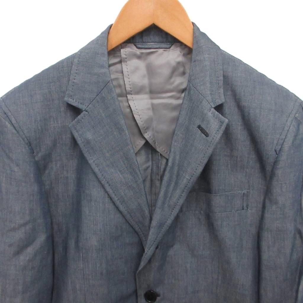 五大陸 gotairiku テーラードジャケット ブレザー リネン混 2B 青