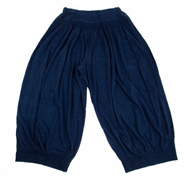 小売業者 イッセイミヤケISSEY MIYAKE リネン混リブワイドパンツ 紺2