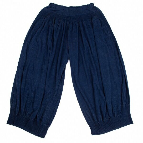 小売業者 イッセイミヤケISSEY MIYAKE リネン混リブワイドパンツ 紺2