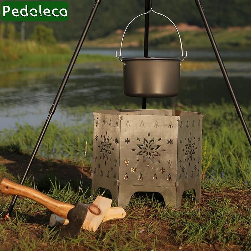 Pedoleco 焚火台 大型 キャンプ用 折り畳み式 ステンレス鋼 荷重20 kg 耐火シート 収納バッグ付き 携帯便利 コンパクト アウトドア用品 キャンプ ビーチ 釣り 登山 遠足 組み立て簡単 0