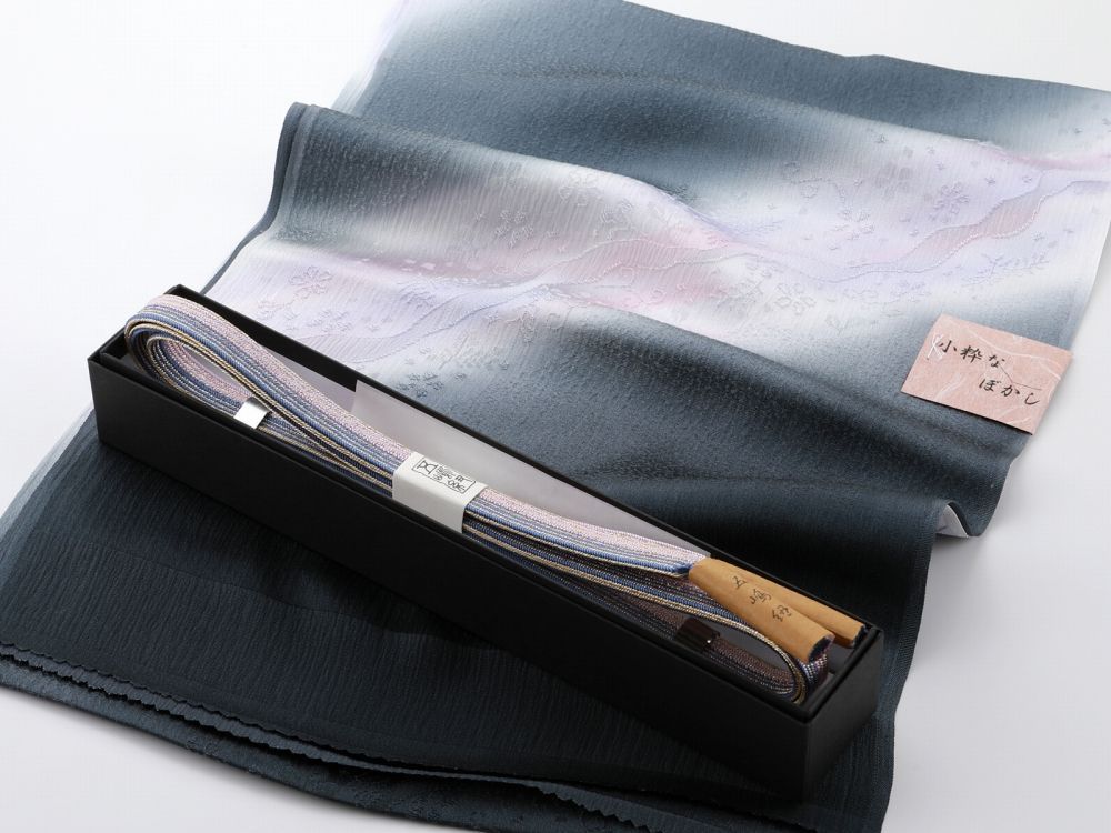 お洒落 江戸組紐 五嶋紐 正絹 帯締め ぼかし 帯揚げ 2点セット 深緑系 go-141-62