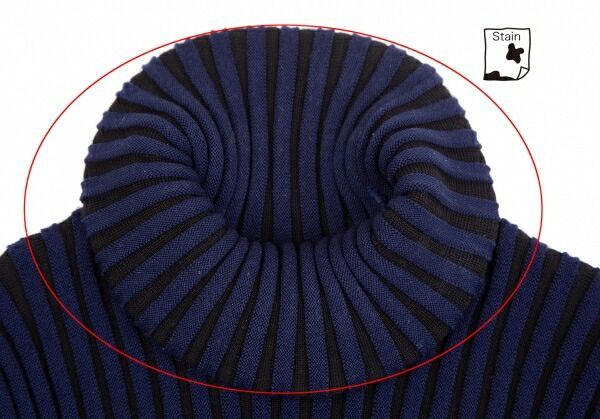 イッセイミヤケISSEY MIYAKE バイカラーリブタートルネックニット 青黒