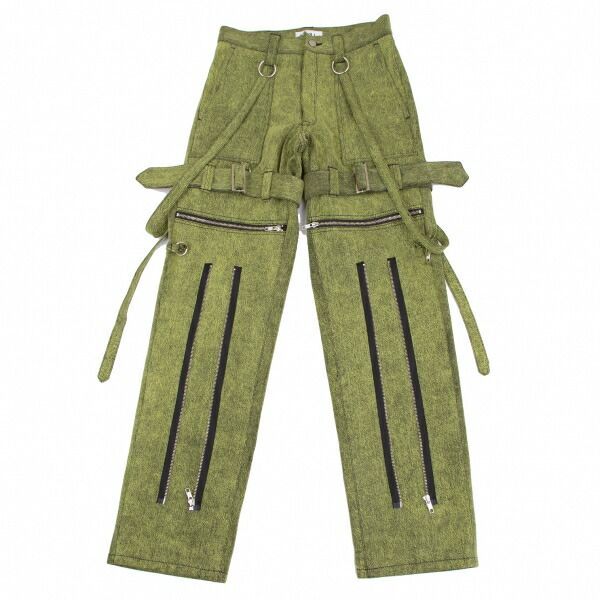 キディルKIDILL ジップベルトデザインデニムパンツ 緑44 - メルカリ