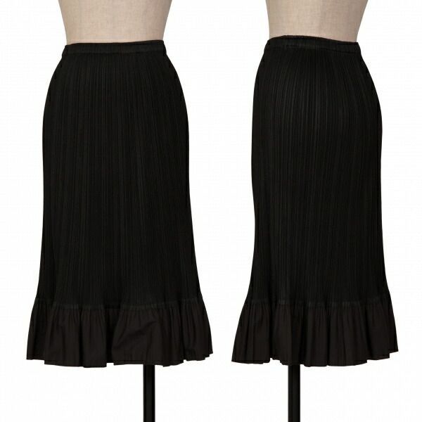 Pleats Please プリーツプリーズ　サイズ3 黒　 サロペットスカート プリーツプリーズPLEATS PLEASE 裾異素材切替プリーツスカート 黒3
