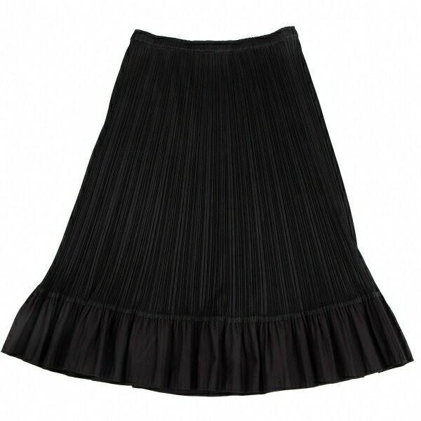 プリーツプリーズPLEATS PLEASE 裾異素材切替プリーツスカート 黒3
