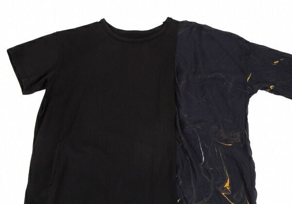 ワイズY's マーブルプリント切替アシンメトリーチュニック 黒2 2024