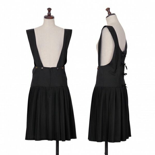 ジュニアゴルチエJUNIOR バックレースアッププリーツジャンパースカート 黒40