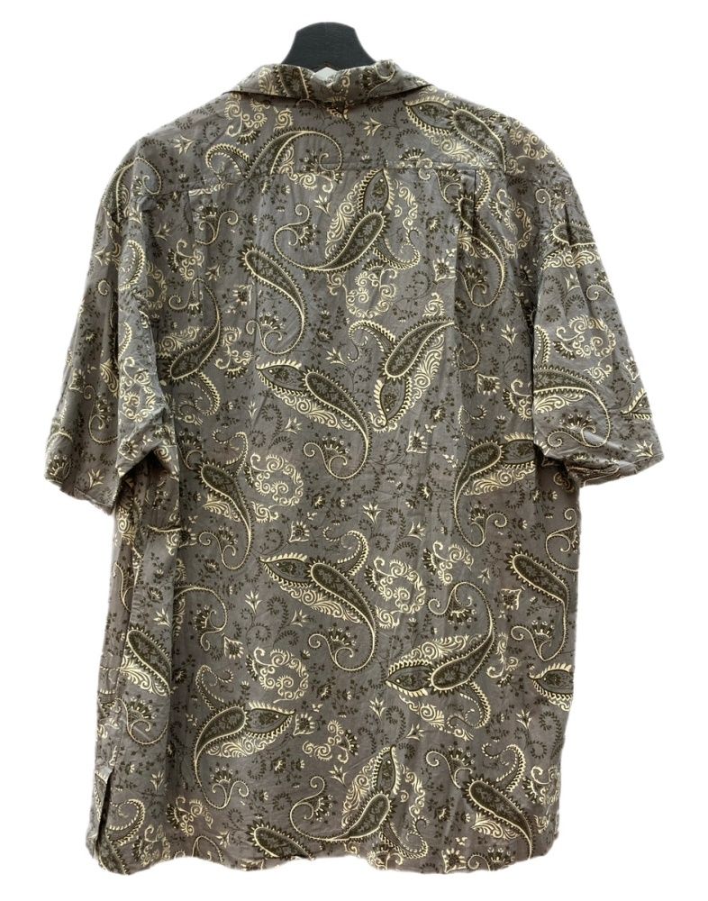 ラルフローレン RalphLauren POLO JEANS PAISLEY OPEN COLOR SHIRT ペイズリー オープン カラー シャツ インパクト21 アロハ 開襟 半袖 灰 半袖シャツ 総柄 マルチカラー Lサイズ 104 MT-2352