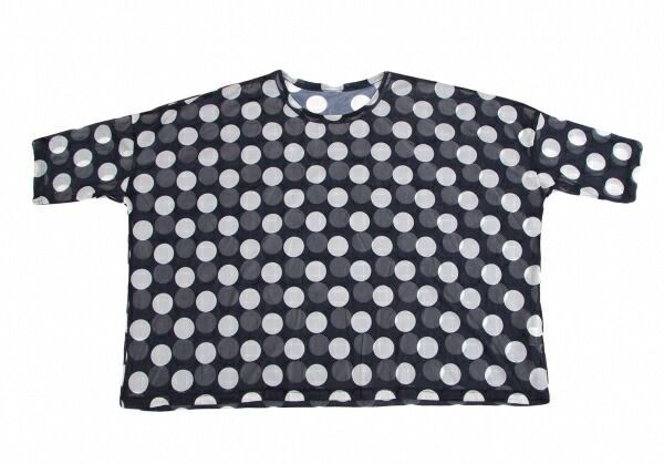 ワイズY's ドットプリントパワーネットワイドカットソー 紺白M位