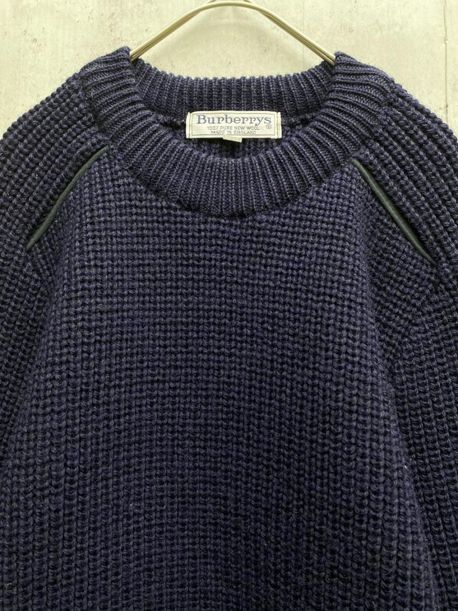 burberrys バーバリーズ コマンドセーター レザーパッチ ウール ニット