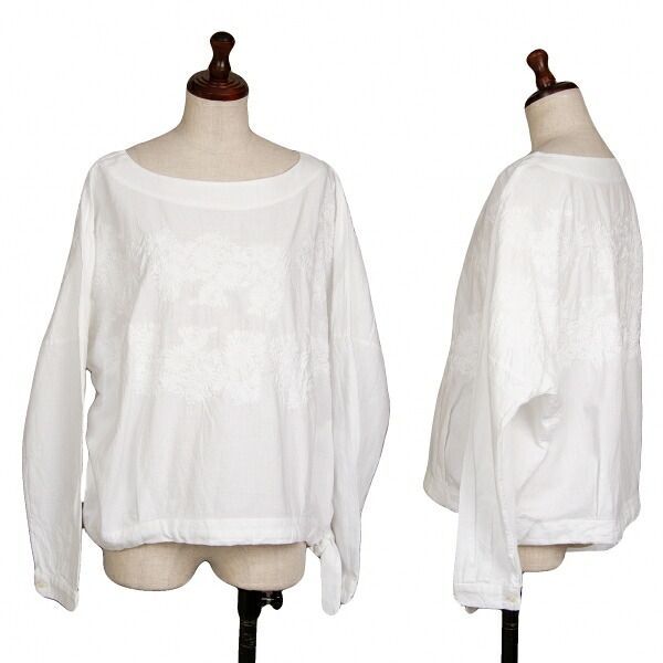 45rpm 45R 花刺繍コットンデザイントップス 白