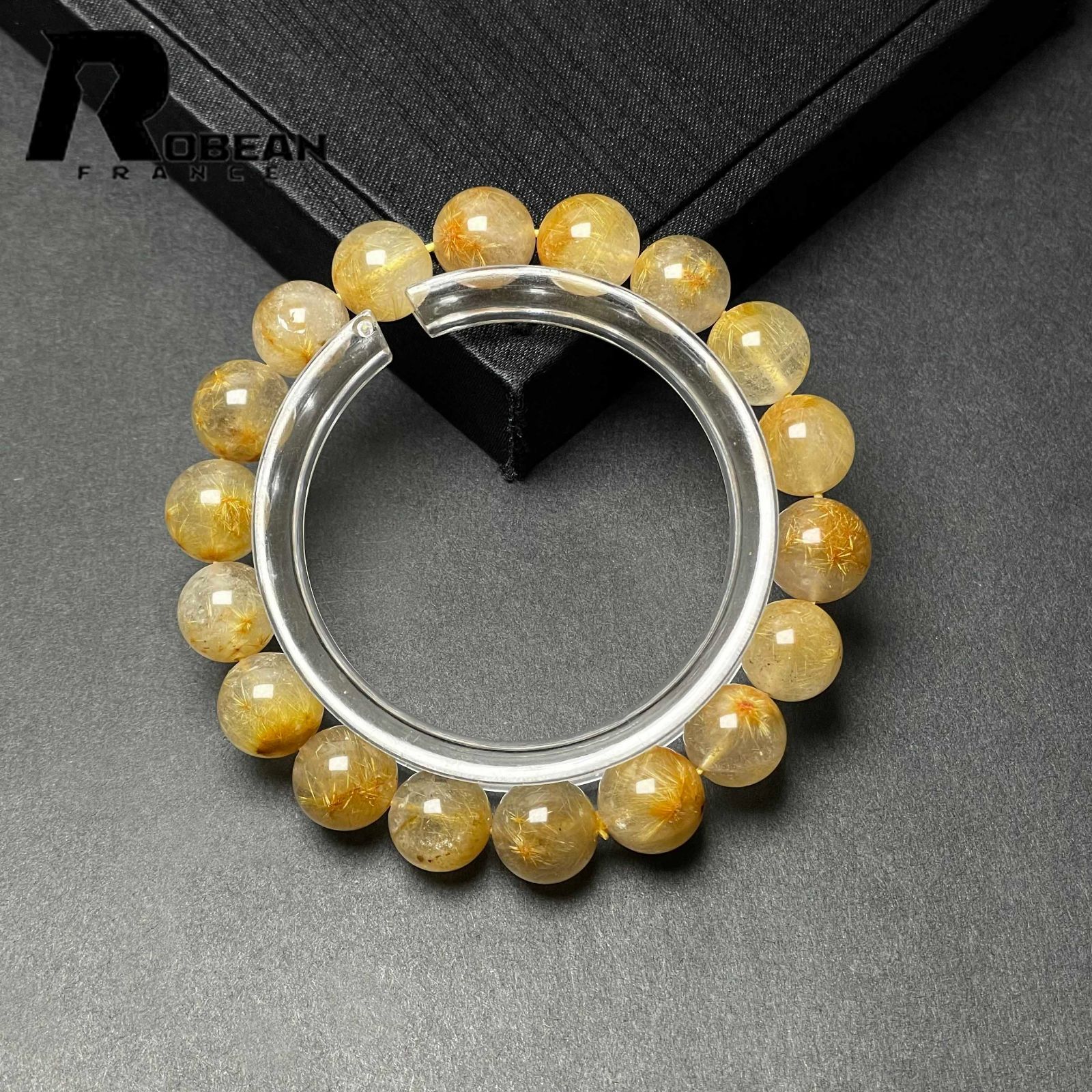 絶賛 EU製 定価10万円 ROBEAN ガーデンフラワータイチンルチル ブレスレット パワーストーン 天然石 金運 お守り プレゼント 10.7-11.2 mm