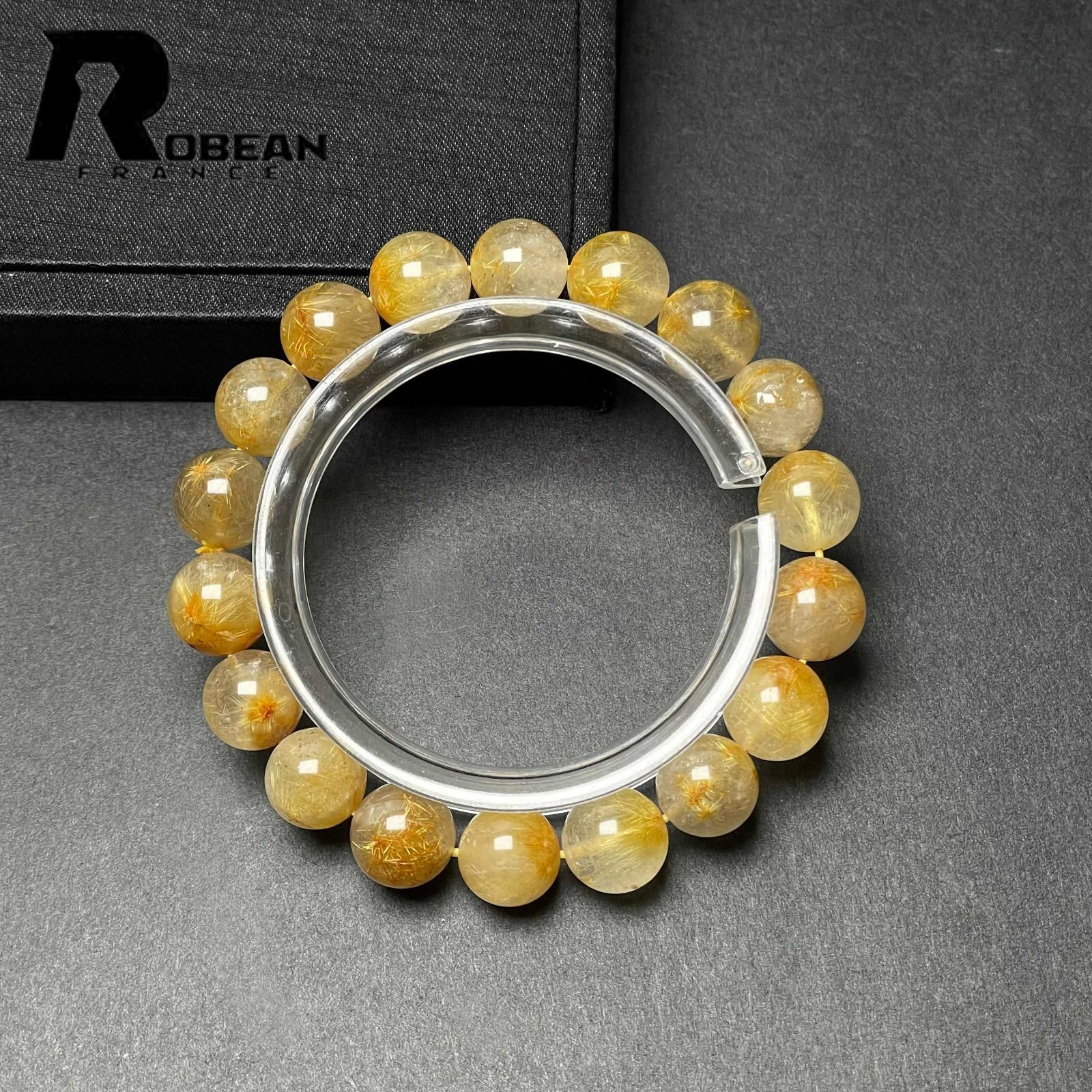 絶賛 EU製 定価10万円 ROBEAN ガーデンフラワータイチンルチル ブレスレット パワーストーン 天然石 金運 お守り プレゼント 10.7-11.2 mm