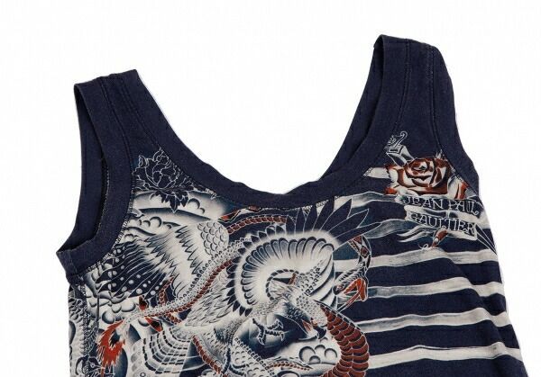 龍プリントボーダーノースリーブワンピース