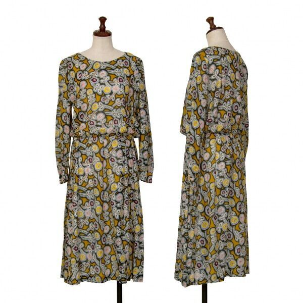 ミナペルホネンmina perhonen コットンシルク総柄プリントワンピース