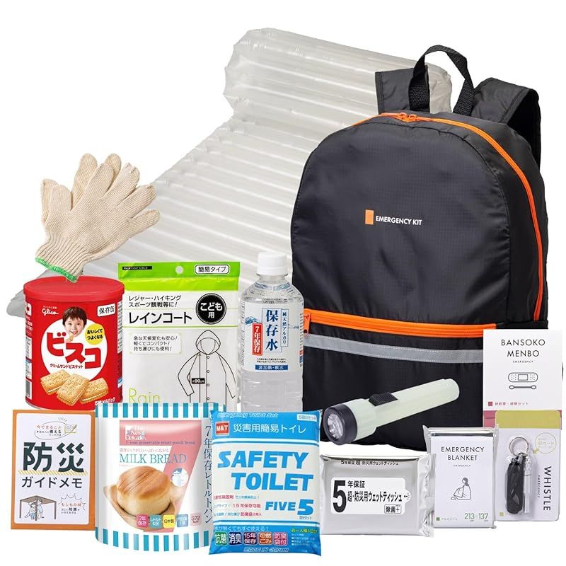 岸田産業 子供用防災セット 防災士監修 リュック 7年保存パン ライト 避難グッズ キッズ 子供用8 502 N