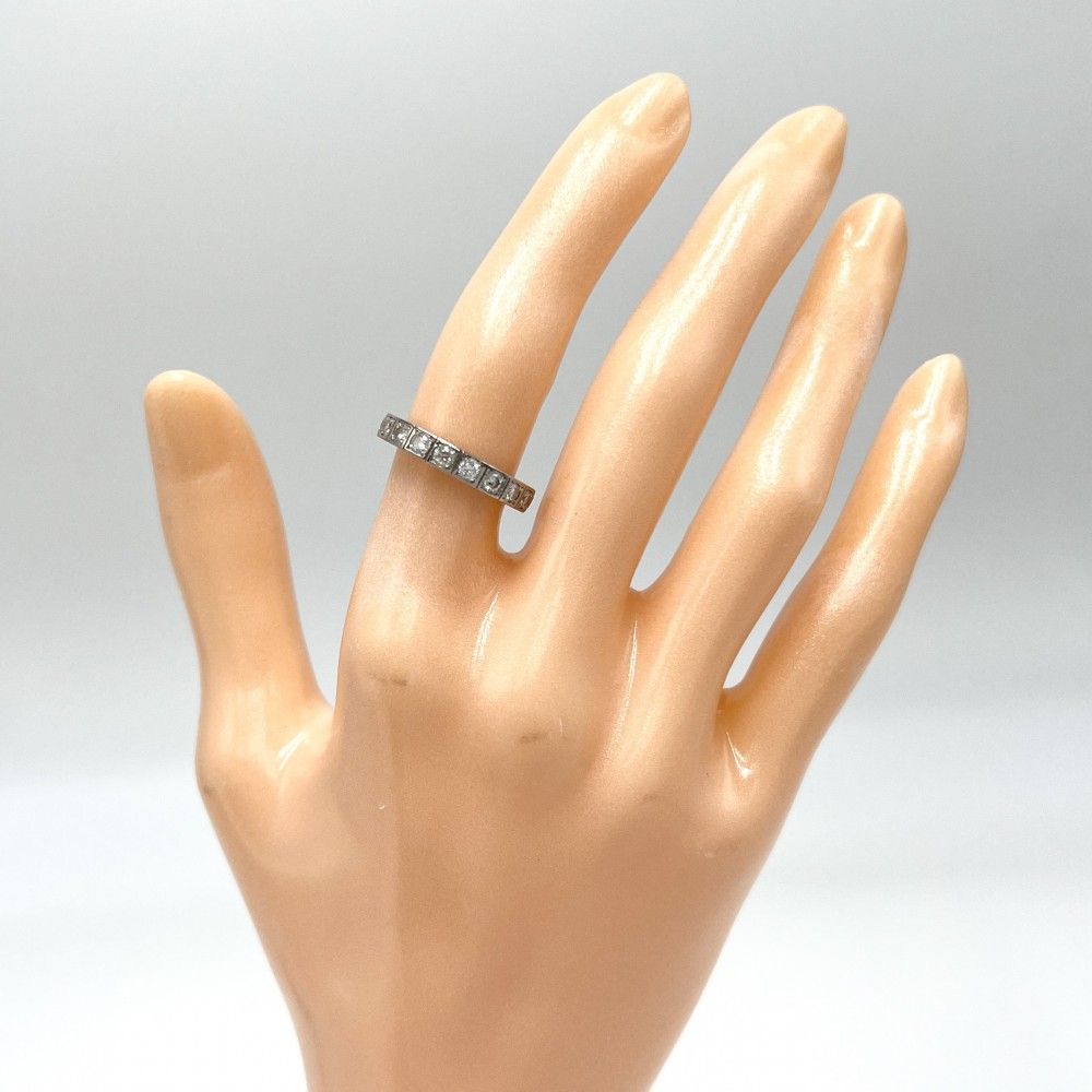 カルティエ 指輪 レディース ラニエール ジュエリー 18金WG Au 750 CARTIER K 18ホワイトゴールド ダイヤモンド 約8号 約4.5 g 品