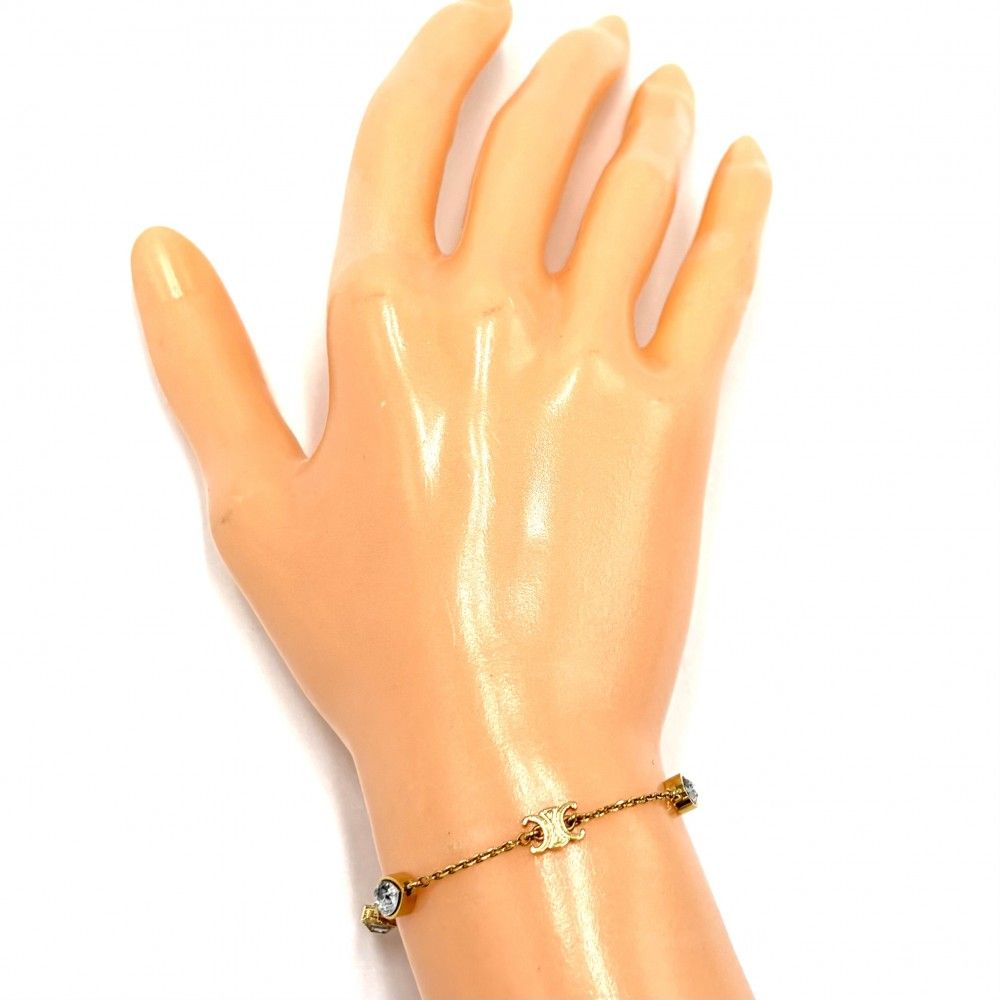 セリーヌ ブレスレット レディース トリオンフ トゥインクル アジャスター付き CELINE ラインストーン ゴールド 約3.1 g 品