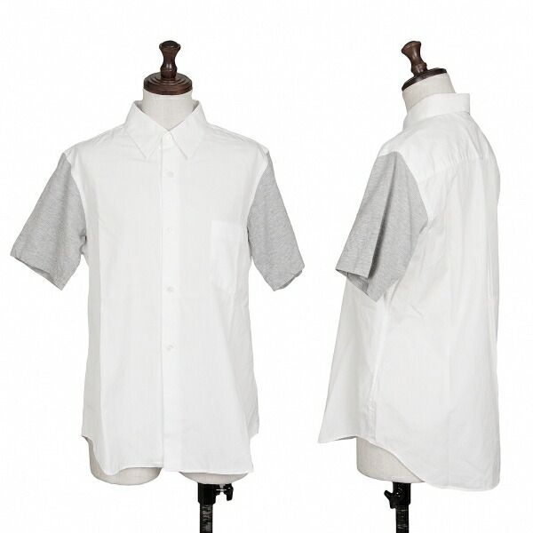 コムデギャルソンCOMME 公式 des GARCONS 袖切替コットン半袖シャツ 白